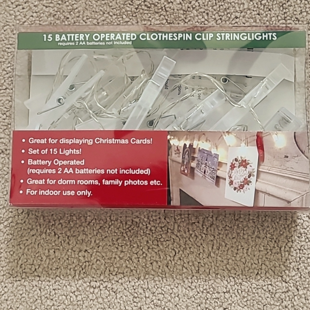 Christmas card holder with lights